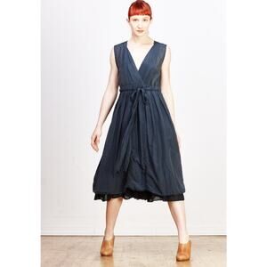 CP Shades Julia Dress Size L Cotton Silk Blue Midi Boho Lagenlook Flowy